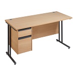 Cantilever Straight Desk with 2 Drawer Pedestal